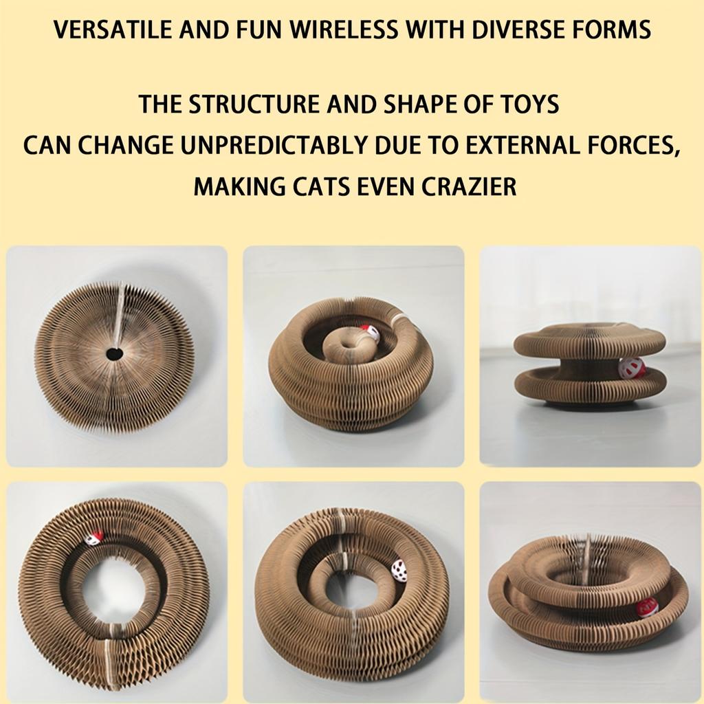 1pc Latest Magic Accordion Cat Scratcher Set with Fairy Wand & Bell - Durable Corrugated Paper Claw Grinder, Cat Accessories