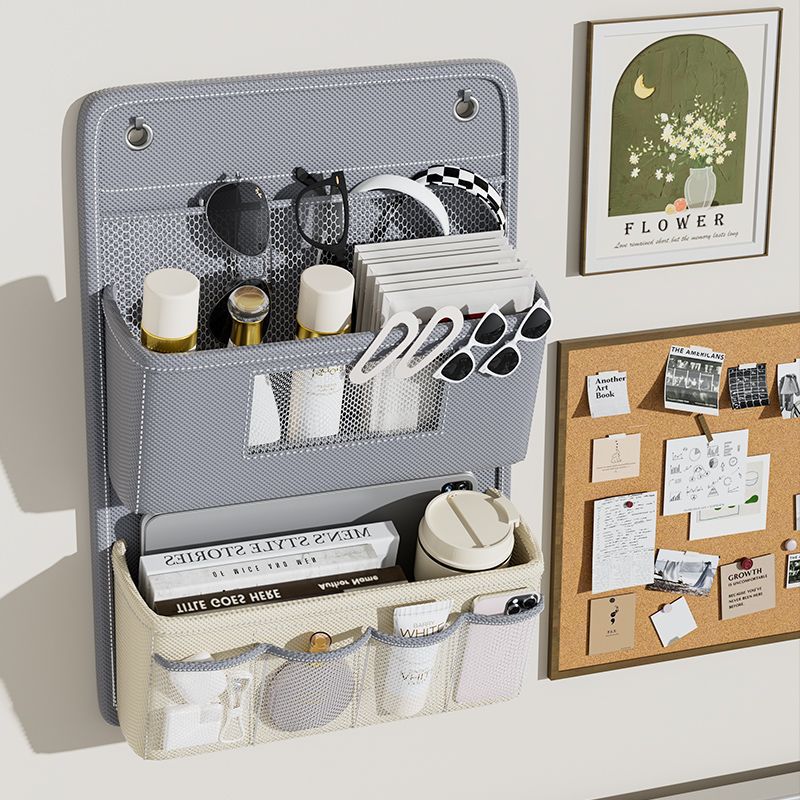 Versatile Wall-Mounted Storage Organizer Multi-Compartment Fabric Bathroom Hanging Bag with Viewing Window Hooks accessories