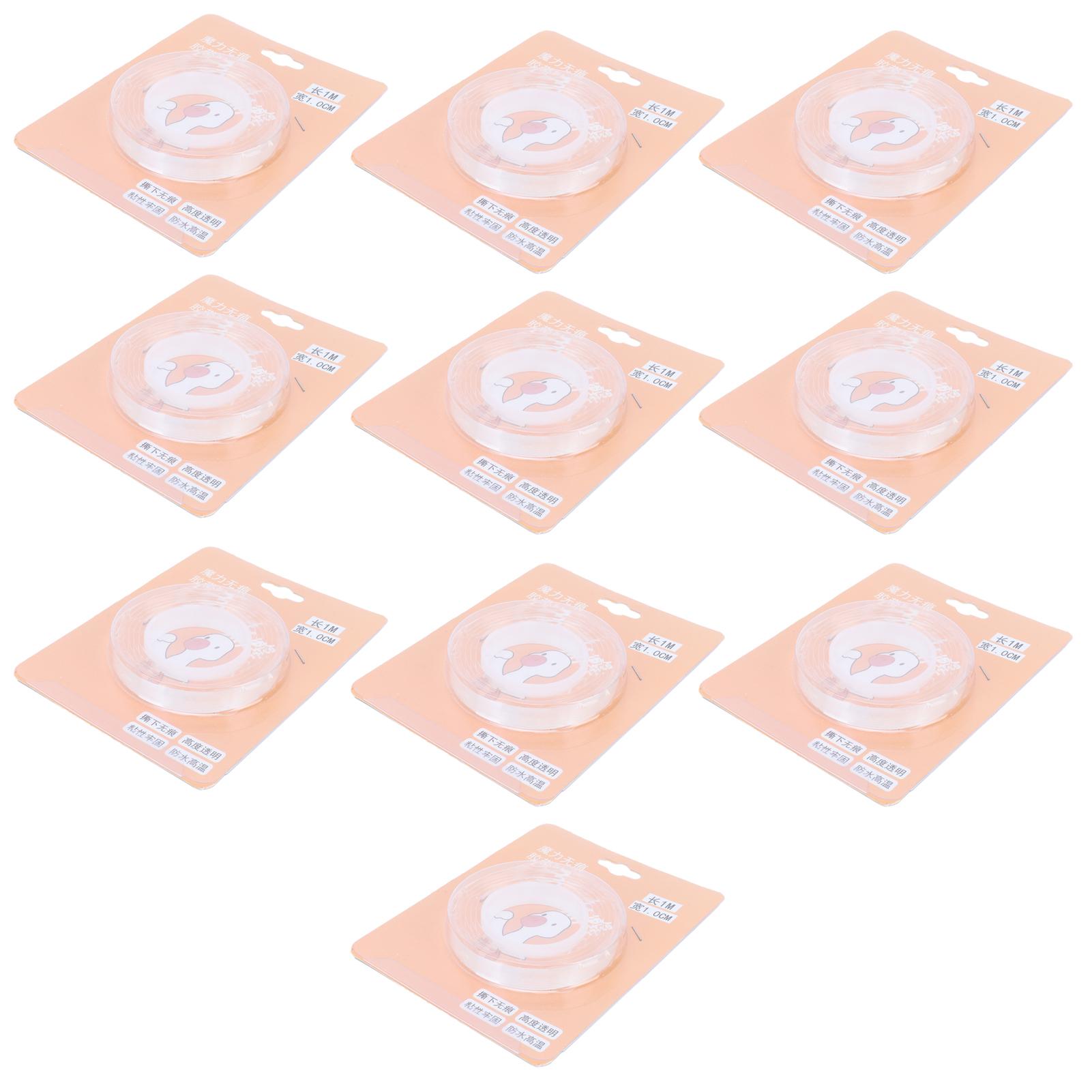 

10Pcs Double Sided Tape Washable Reusable Seamless Transparent Adhesive Tape Fasteners