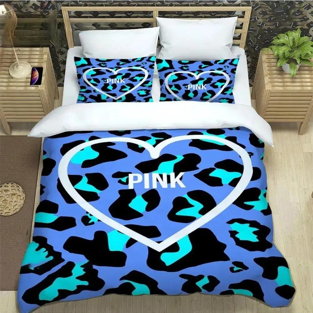 Exquisite 3D Letter Cartoon Secret Wallpaper Pink Digital Printing Bedding Set Duvet Cover Comforter Bed Boys Girls Gift