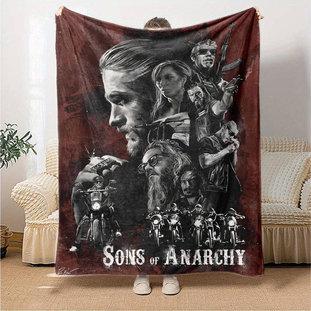 1ks Sons of Anarchydeka Měkký flanel, Útulný Polyester pro všechna roční období, Perfektní pro domov, kancelář