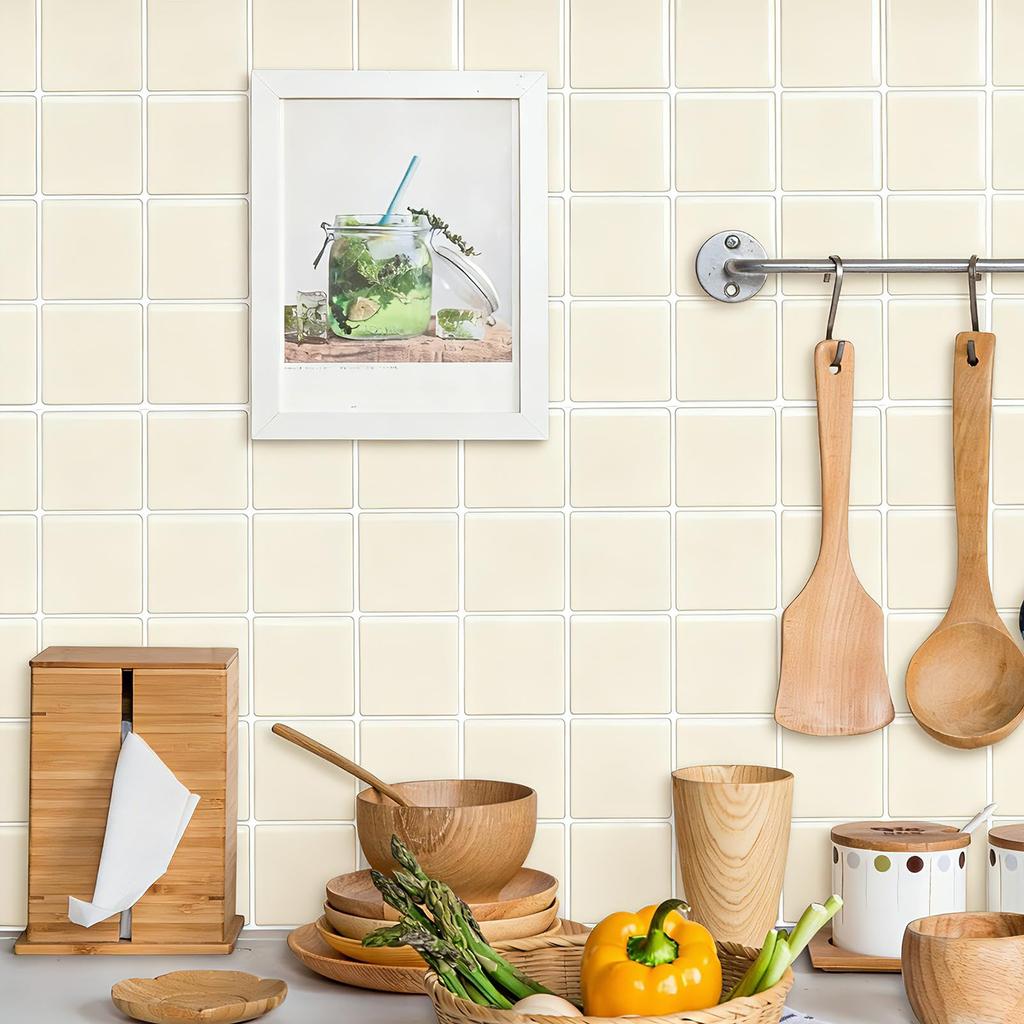 XINZY 3D Tile Removable Wallpaper Stickers for DIY Furniture Mosaic Tile Easy Installation for Rentals 25 x 4 Stickers, Waterproof, Stain-Resistant,