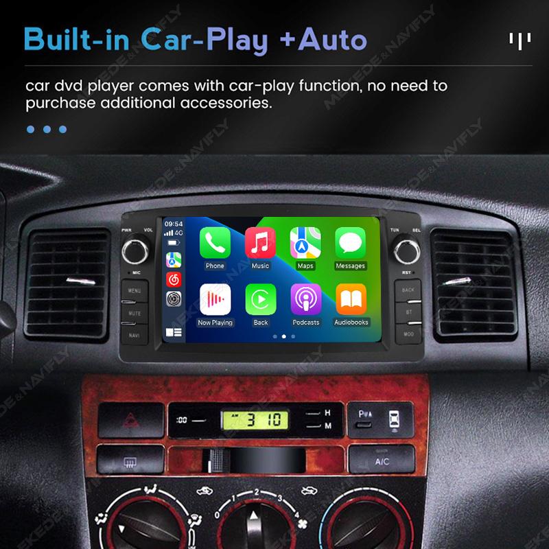 Navifly 7" IPS Android Car Radio Multimedia Video Player GPS Navigation For Toyota Corolla E120 BYD F3 BT Carplay 2Din Head Unit