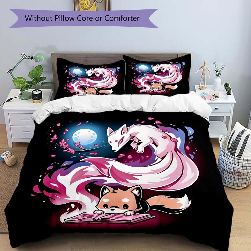 

3pcs Magic Fox Bedding Set, Including Without Filling, Soft and Comfortable Home Bedroom L066 135x200cm