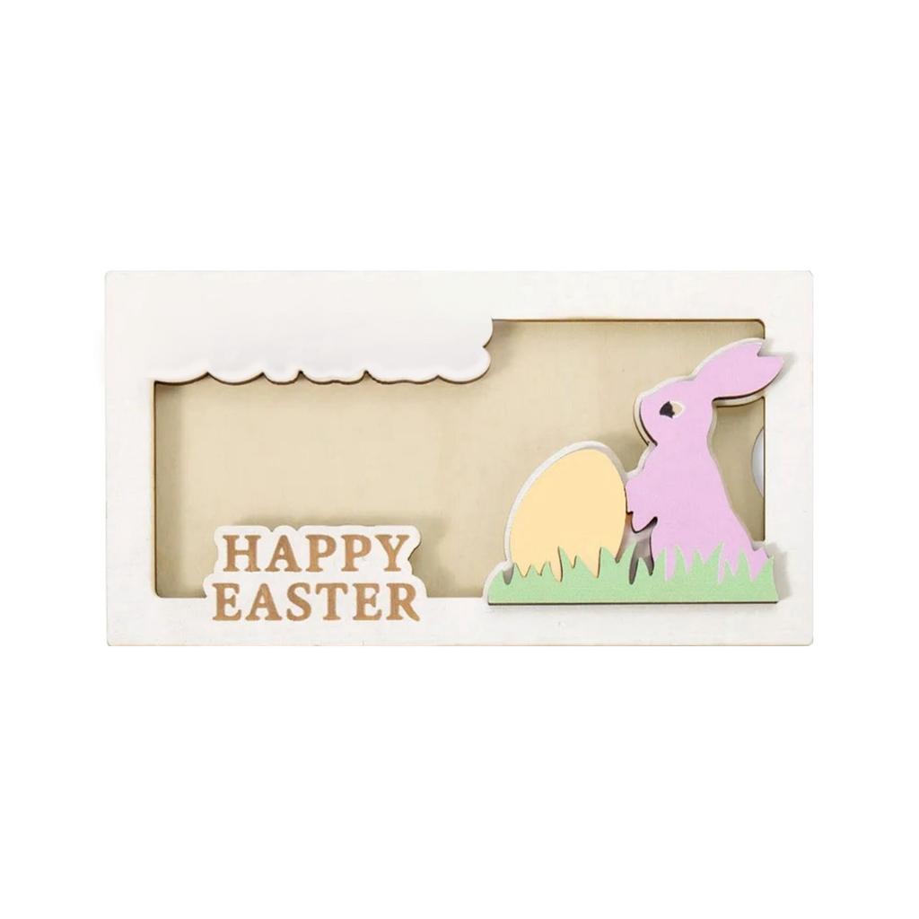 Creative Easter Bunny Gift Crafts Wooden Wallet Hanging Tag Personalized Name Cartoon, Comes With Cute Animal Easter Card Holder.