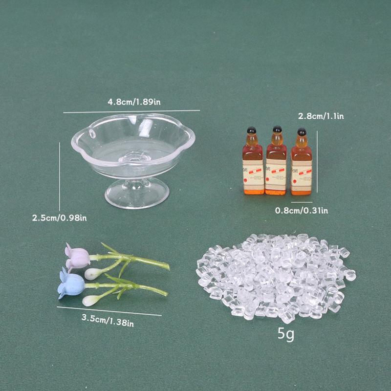 1 Set 1/12 Dollhouse Resin Mini Ice Bottle Kit Simulation Drink Model Toy Miniature Landscape Decoration Diy Accessories