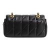 COACH Tabby 20 Striped Quilted Magnetic Closure Logo Flip Top Sheepskin Leather Pillow Bag Crossbody Shoulder Bag Small Female Black