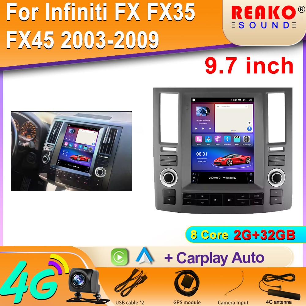 Android For Infiniti FX35 1 2002 - 2006 Car 9.7 Inch Radio Stereo Head Unit Multimedia Player GPS Navigation 4G Wifi 2din