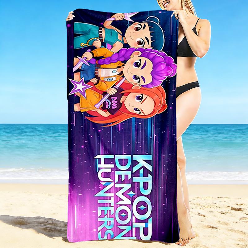 1Pc Kpop Demon Hunters Beach Towel Quick Dry Multiuse For Beach Pool Gym Yoga Home Travel Christmas Halloween Xmas Gift S1165