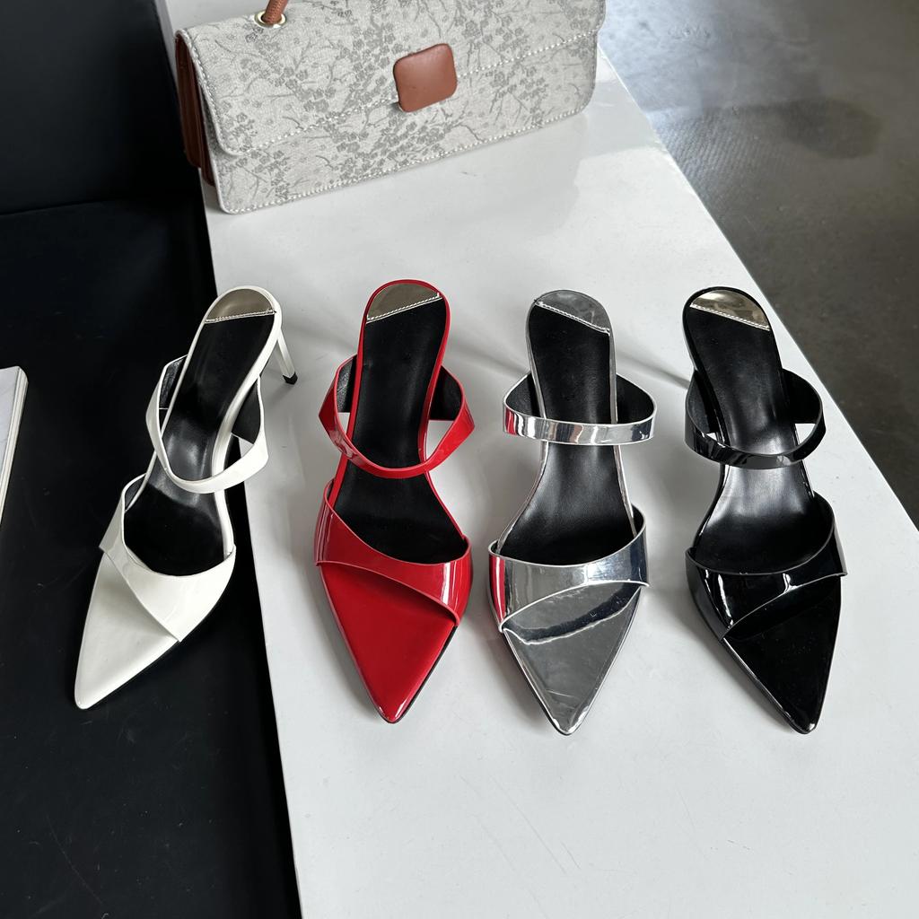 Sommer Dünne High Heels Damen Hausschuhe Mode Schmaler Riemen Spitz Zehenbereich Stripper Bankett Sandalen Pantoletten Schuhe