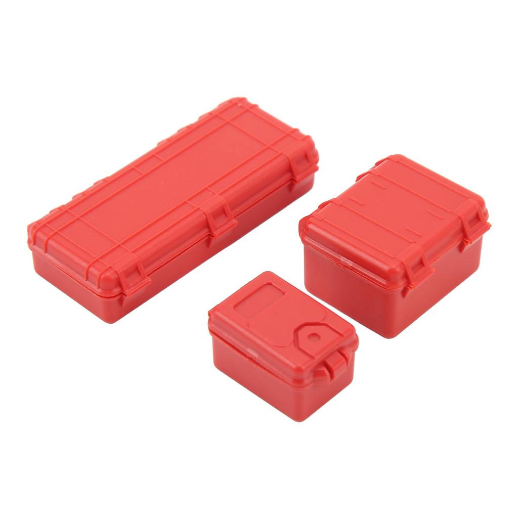 3 Pcs RC Car Simulation Luggage Case Large Medium Small RC Crawler Suitcase Decoration for 1 18 1 24 Red