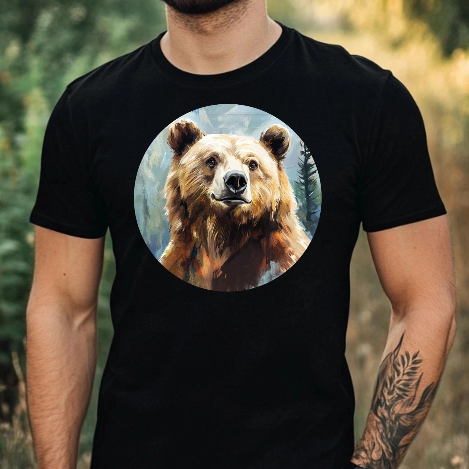 T-Shirt Herren Bär Portrait Motiv Baumwolle Größe XS bis 5XL XL