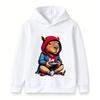 Kids Boys Girls Hoodie, Cute Gamer Capybara Print Casual Pullover Hooded Sweatshirt for Game Lovers Children Tops