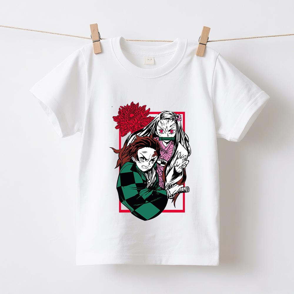 Demon Slayer Tanjiro x Nezuko Anime Print Kids T Shirt Cotton Soft Boys Girls Short Sleeve Tops Daily Casual Wear