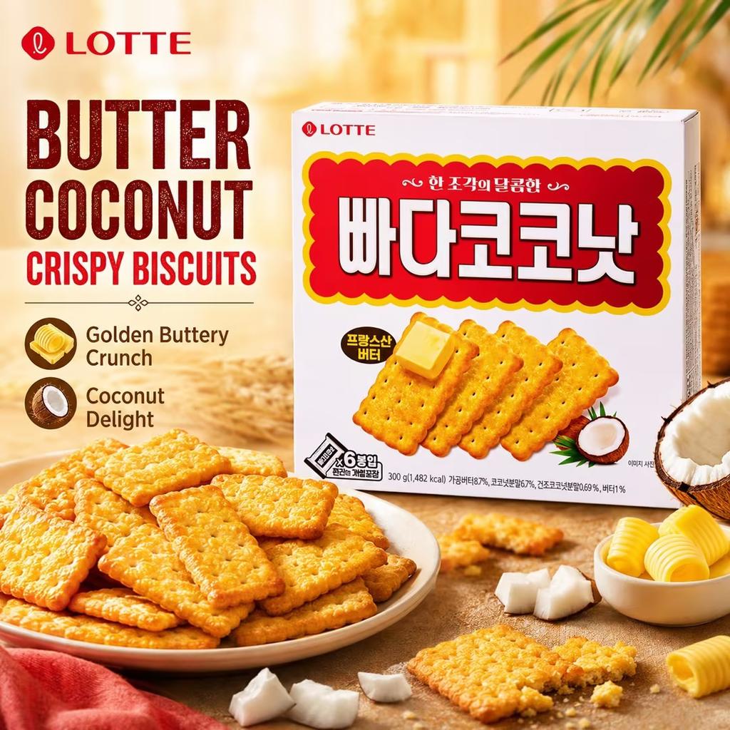 Lotte Butter Coconut Crispy Biscuits 300g