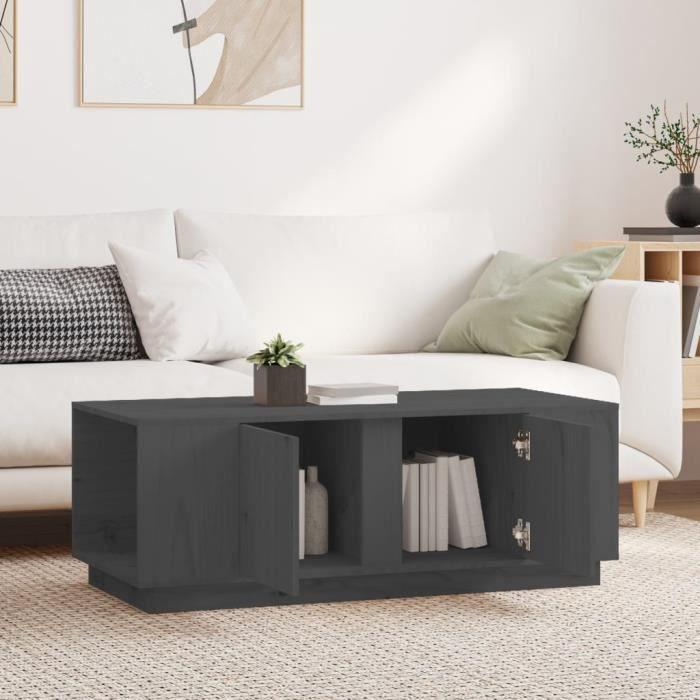814431 vidaXL Table basse Gris 110x50x40 cm Bois massif de pin