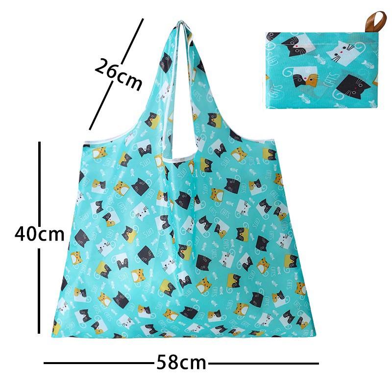 Borsa della spesa pieghevole Borsa della spesa da viaggio riutilizzabile Borsa ecologica con una spalla per viaggio Borsa tote con stampa di cactus dei cartoni animati