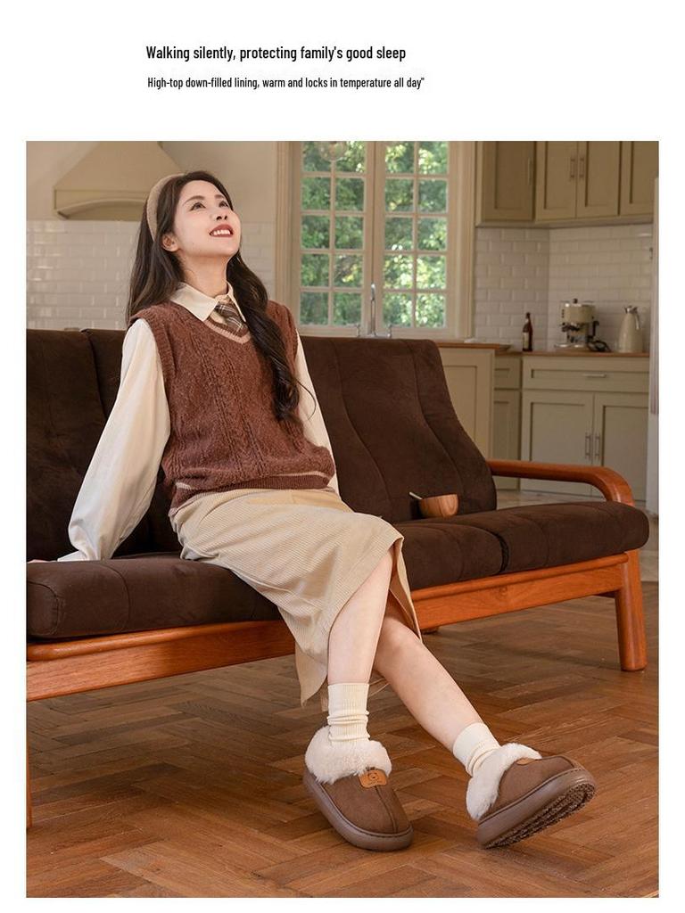 Women's & Men's Warm Fluffy Cotton Slippers: Non-slip, Thick Sole, Closed Heel for Indoor/Outdoor Use (Autumn/Winter).