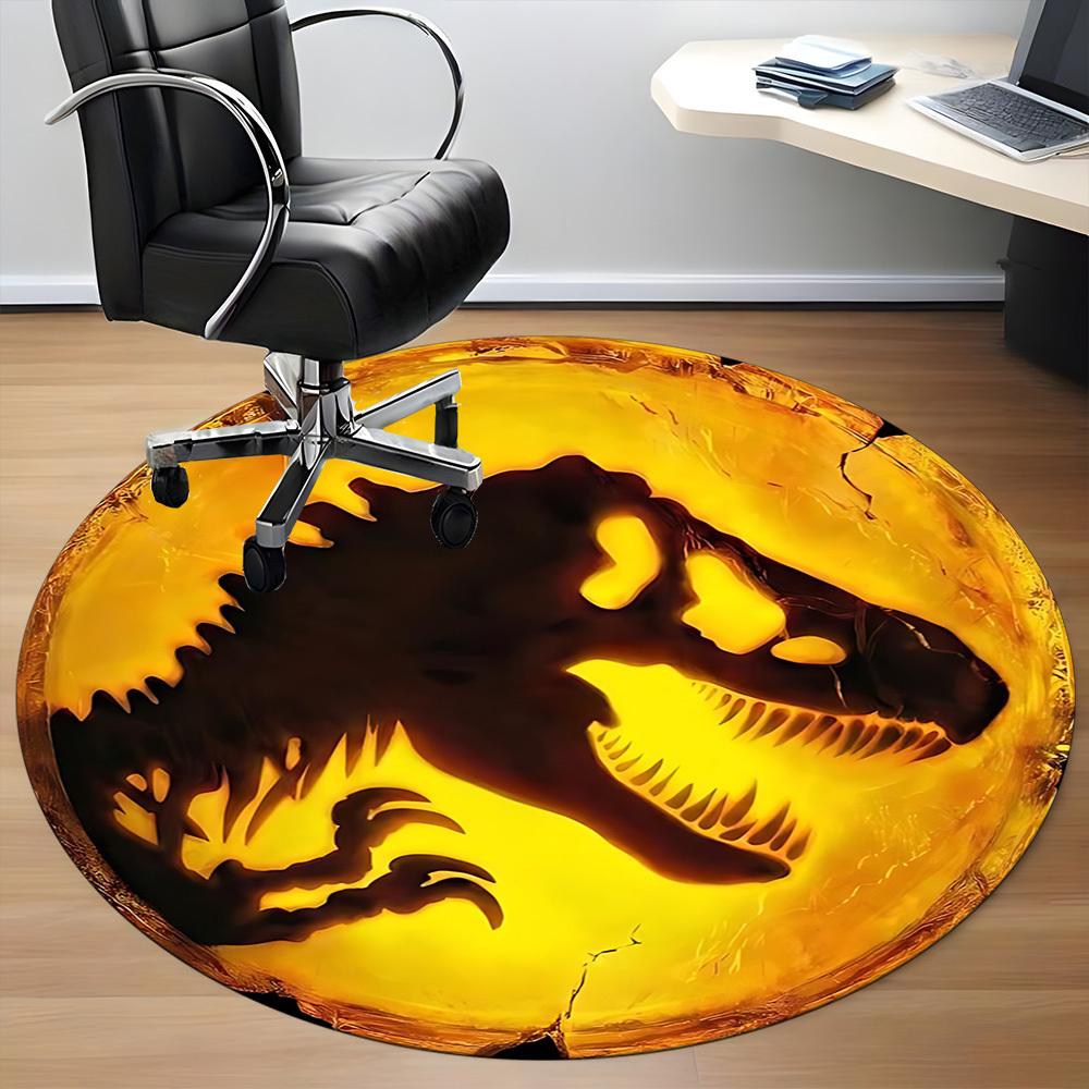 1PC Dinosaur Fossil Office Round Rug, Non slip, Soft and Durable Office Rug for Interior Decoration, Perfect for Office