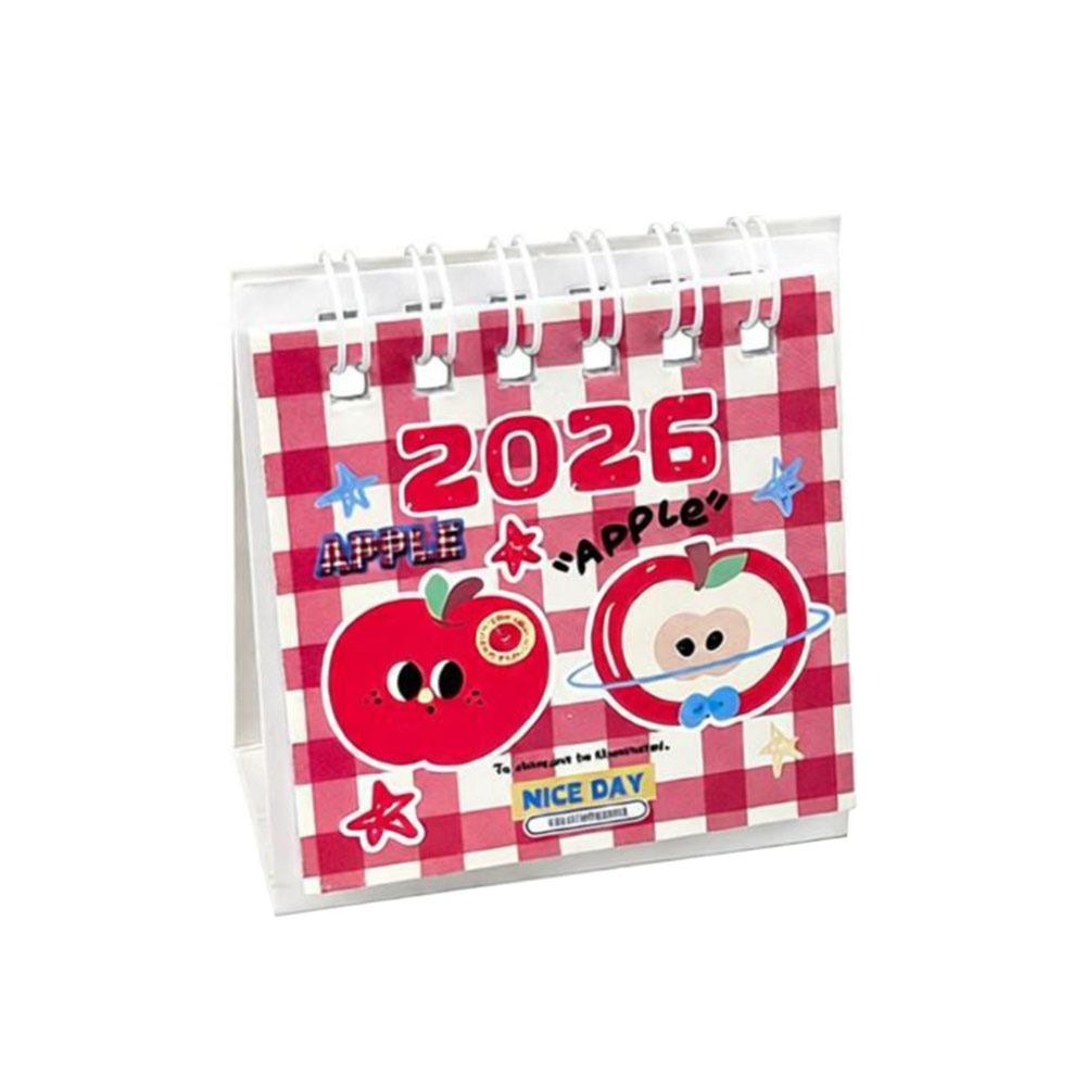 Cute Mini 2026 Desk Calendar Coil Binding Cartoon Desktop Calendar Portable Bow Schedule Planner Gifts