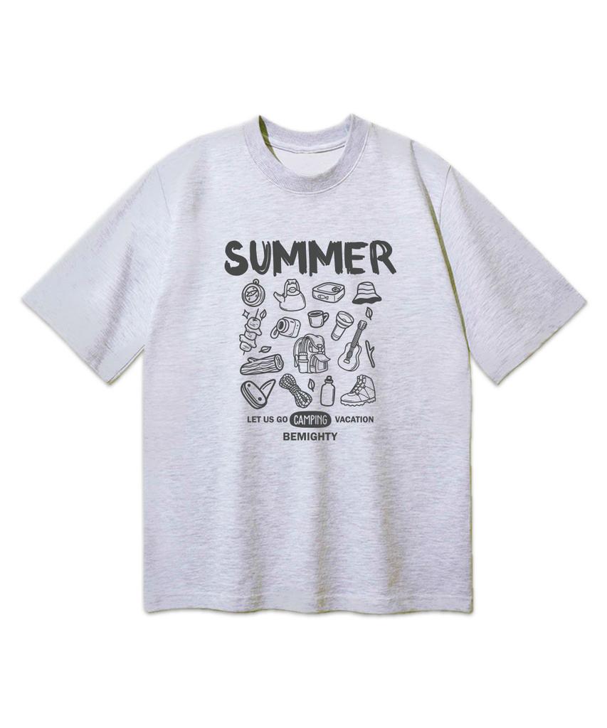 BEMIGHTY Summer Camp Oversized Short Sleeve T-Shirt [Oatmeal] (A Type)