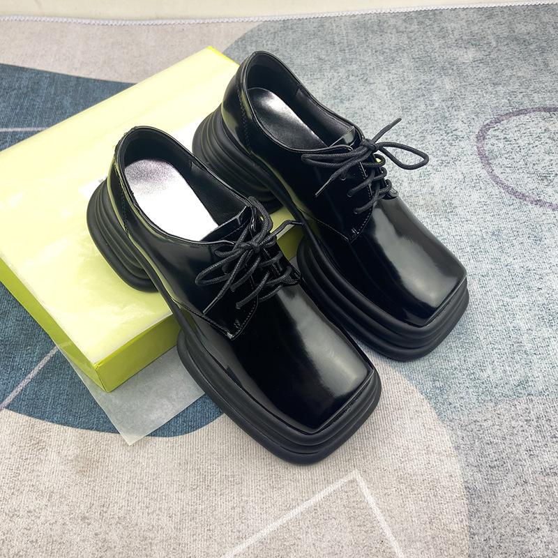 Kleine Lederschuhe Im Japanischen Britischen Stil Mit Dicker Sohle, Retro-Muffin-Loafer Für Damen