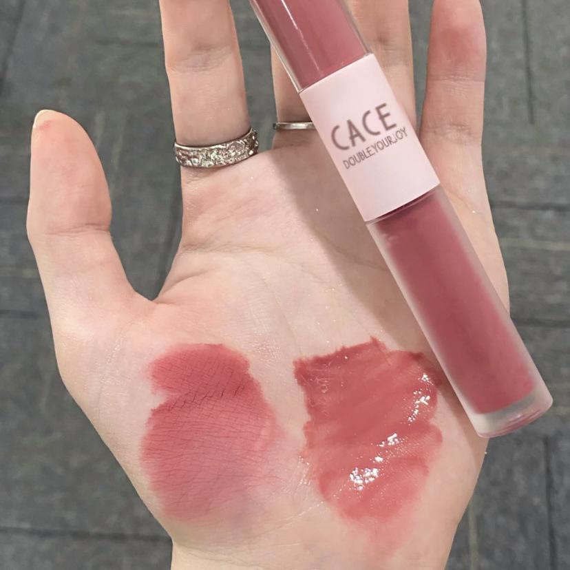 CACE Dual-Tip Lip Gloss: Shiny & Matte Velvet Finish for Parties
