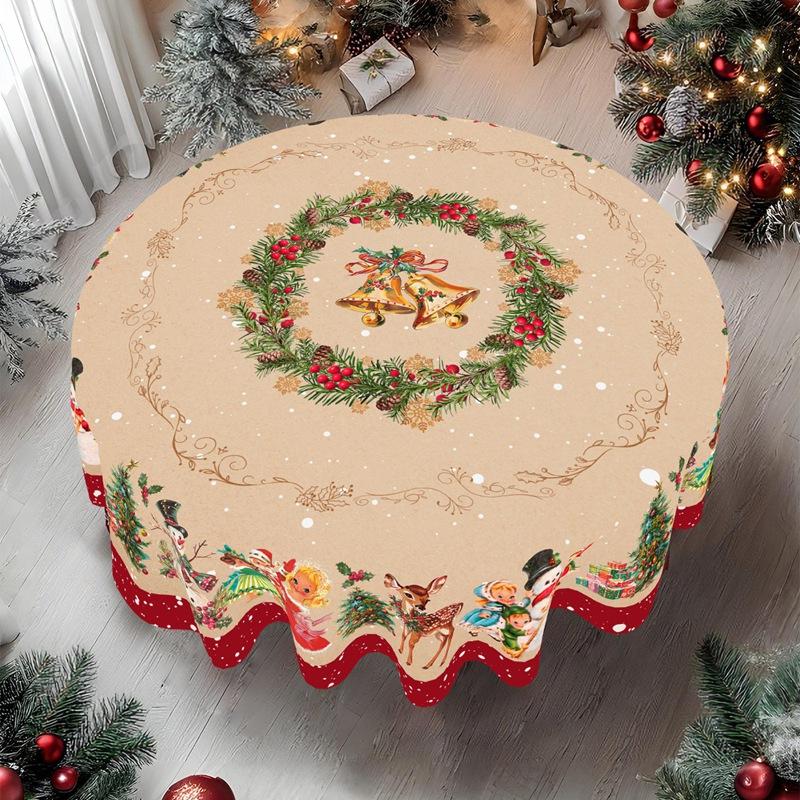 Vintage Christmas Tablecloth Snowman Elk Table Cover Christmas Decorations for Home 2026 Xmas Gifts Navidad Noel New Year 2026