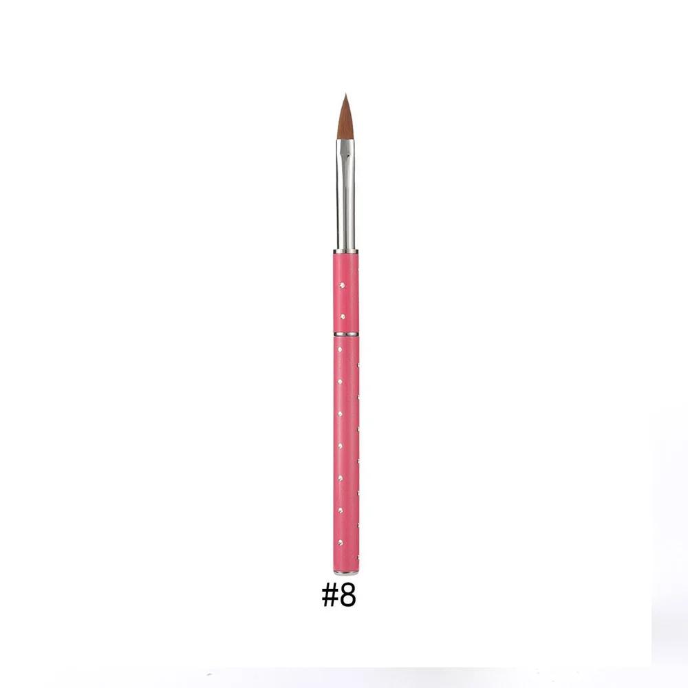 Acrylic Nail Art Brush Metal Handle Diamond Imitation Kolinsky Hair Painting Carving Pen Professional Manicure Beauty Tool