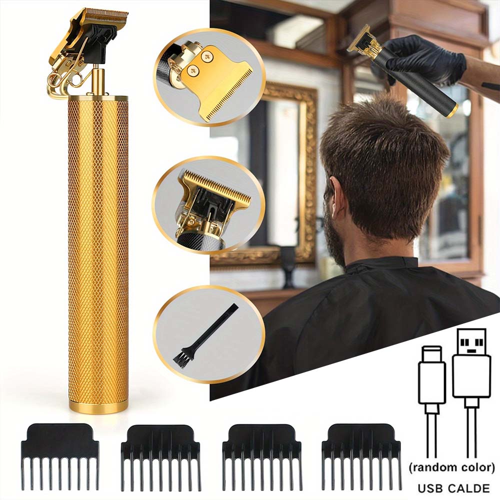 Professional Men's Cordless Electric Clipper, T-Blade Beard Trimming Kit, Haircutting Set with LED Display, Gift for men