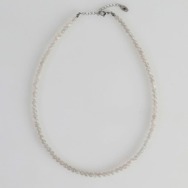 

BICYCLE TROPHY BT Gemstone Necklace (4mm Clear-Filled Jade_Light Gray) 45cm (men basic)