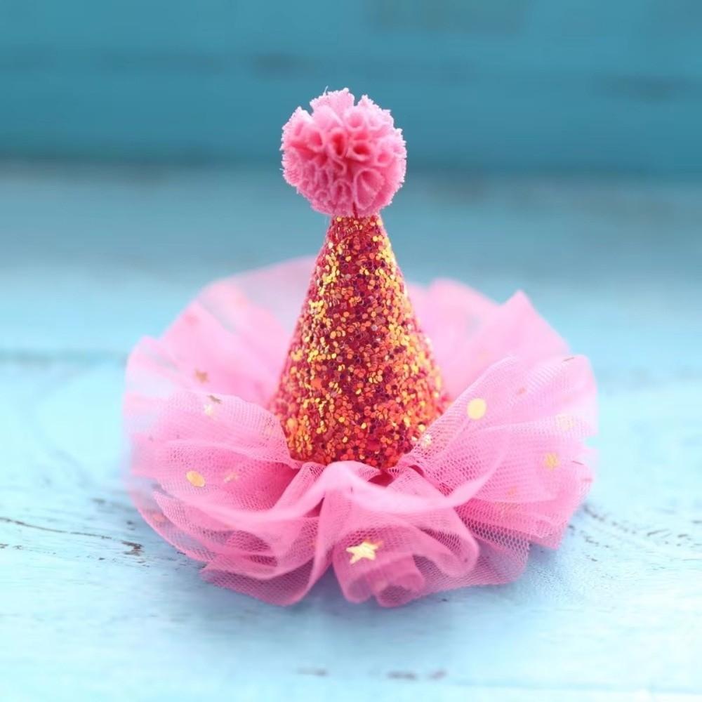 Glitter Birthday Hat Colorful Hair Accessories Lace Headband Hairclip Sparkling Sequin Shining Star Headwear