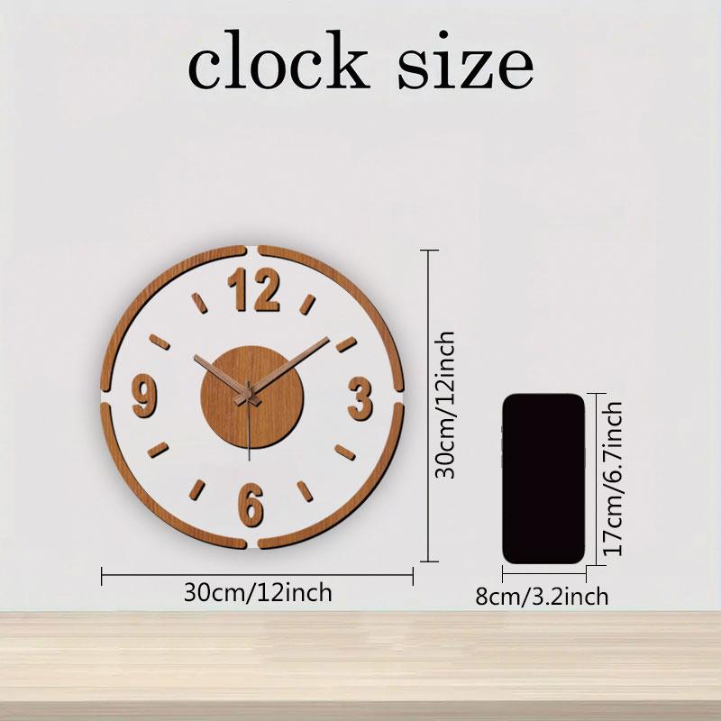 Minimalist Transparent Wood Grain Silent Wall Clock for Living Room Bedroom Kitchen Decorative Hanging Clock