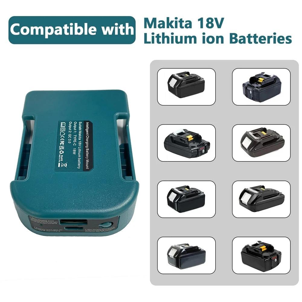 1pc With USB With Type-C Battery Holder For Makita Battery pin BL1840 BL1850 BL1860 Charger Adapter Fast Charging