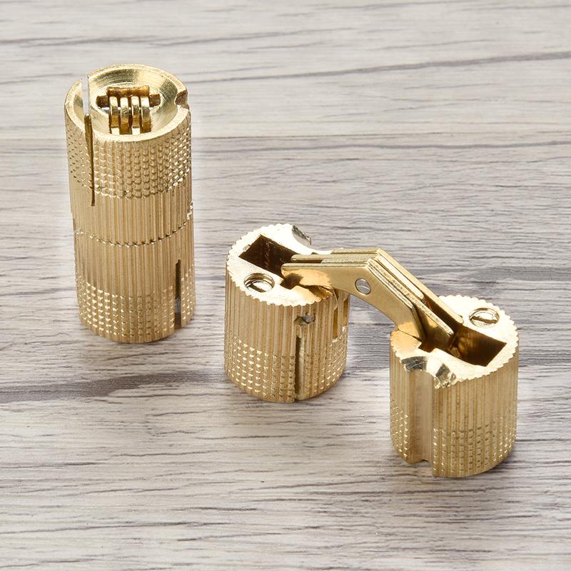 10pcs Copper Brass Furniture Hinges 8-18mm Cylindrical Hidden Cabinet Concealed Invisible Door Hinges for Hardware Gift Box