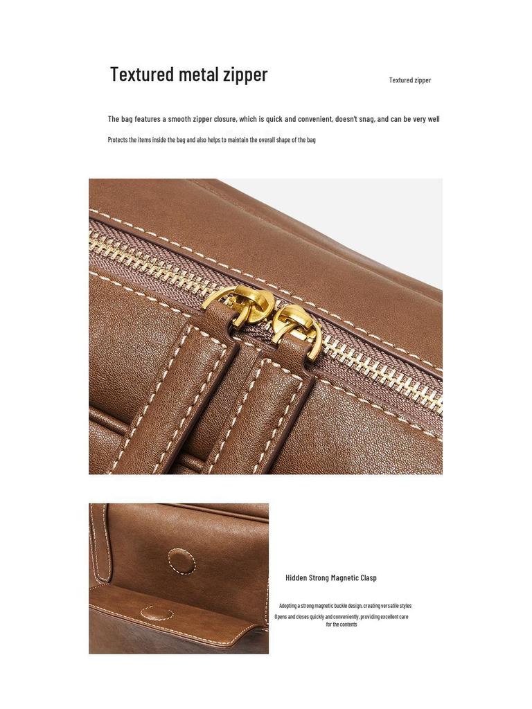 Women's Veg-Tanned Cowhide Bowling Bag: Fall/Winter 2025 Commute & Fashionable Crossbody Handbag