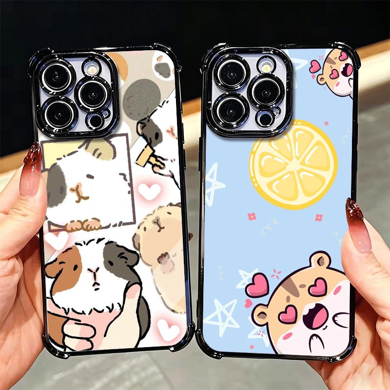Cartoon Cute Hamster Plating Phone Case For Xiaomi Poco X5 X6 X7 X8 Pro Max F8 Ultra F7 M8 M7 M5S Redmi 15C 15 14C 13C 13 X3 12C