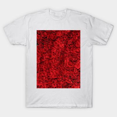 T Shirt Women Romantic Red Roses Pattern Harajuku Print Kawaii Tshirt Summer Short Sleeve Female T-Shirt Top Tee