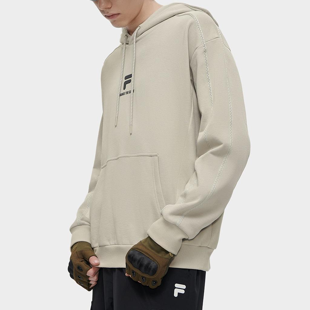 Fila Fusion Letter Print Loose Hooded Sweatshirt Men Sweatshirt Suede T11M341205ABG