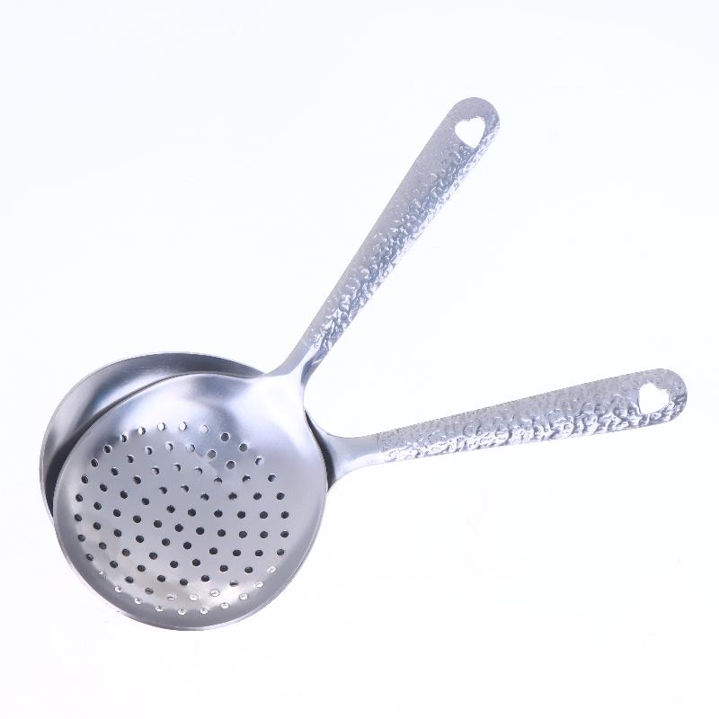 Stainless Steel Short Handle Soup Spoon Leaky Restaurant Shared Vegetable Spoon Household Rice Vermicelli Spoon Flour Spoon