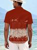 Printed Design – Not Textured, New Summer Men's Red Totem Print Shirt, Casual Style Short Sleeve Lapel Top, Fashionable and Versatile, the Perfect