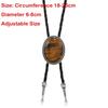Vintage Artistic Bolo Tie Necklace Antique Silver Round Disc Retro Tie Necklace Turquoise Inlaid Personality
