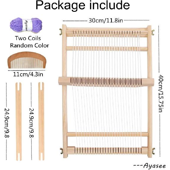 Ayasee Wooden Weaving Loom, Multi-Craft Weaving Frame to Handcraft for Kids and Beginners, 15.7 x 11.8in/ 40 x 30cm