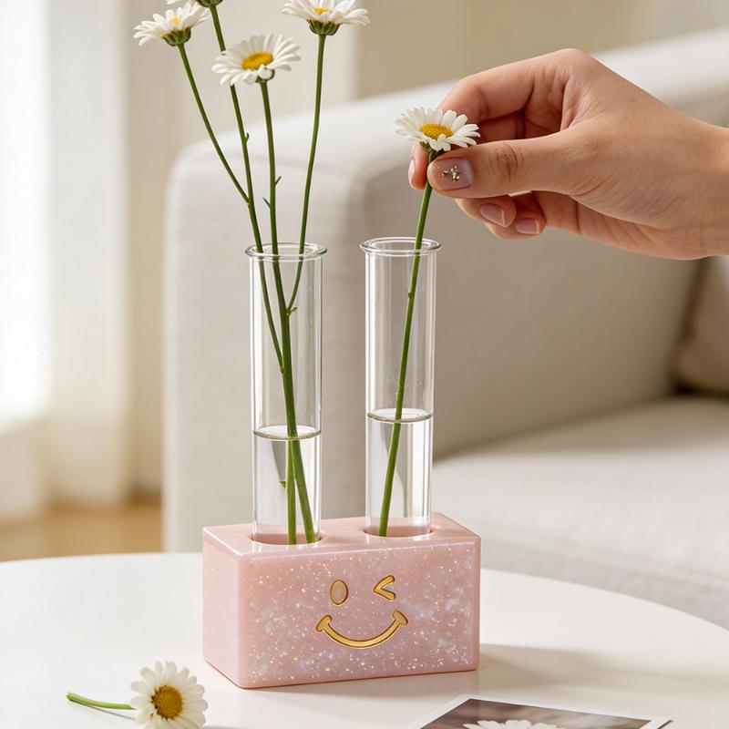 Flower Test Tube Holder Silicone Molds Diy Handmade Vase Tray Epoxy Resin Mould Candlestick Holder Plaster Cement Mold