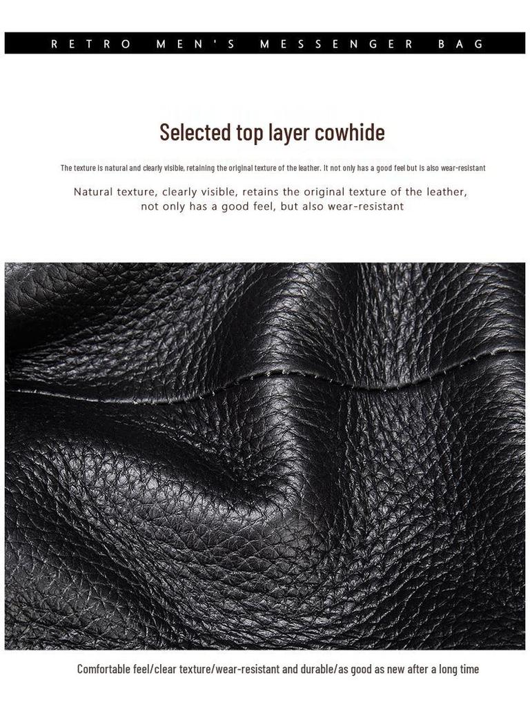 Herren Vintage Leder Umhängetasche - Top Layer Rindsleder, Lässige Outdoor Schultertasche
