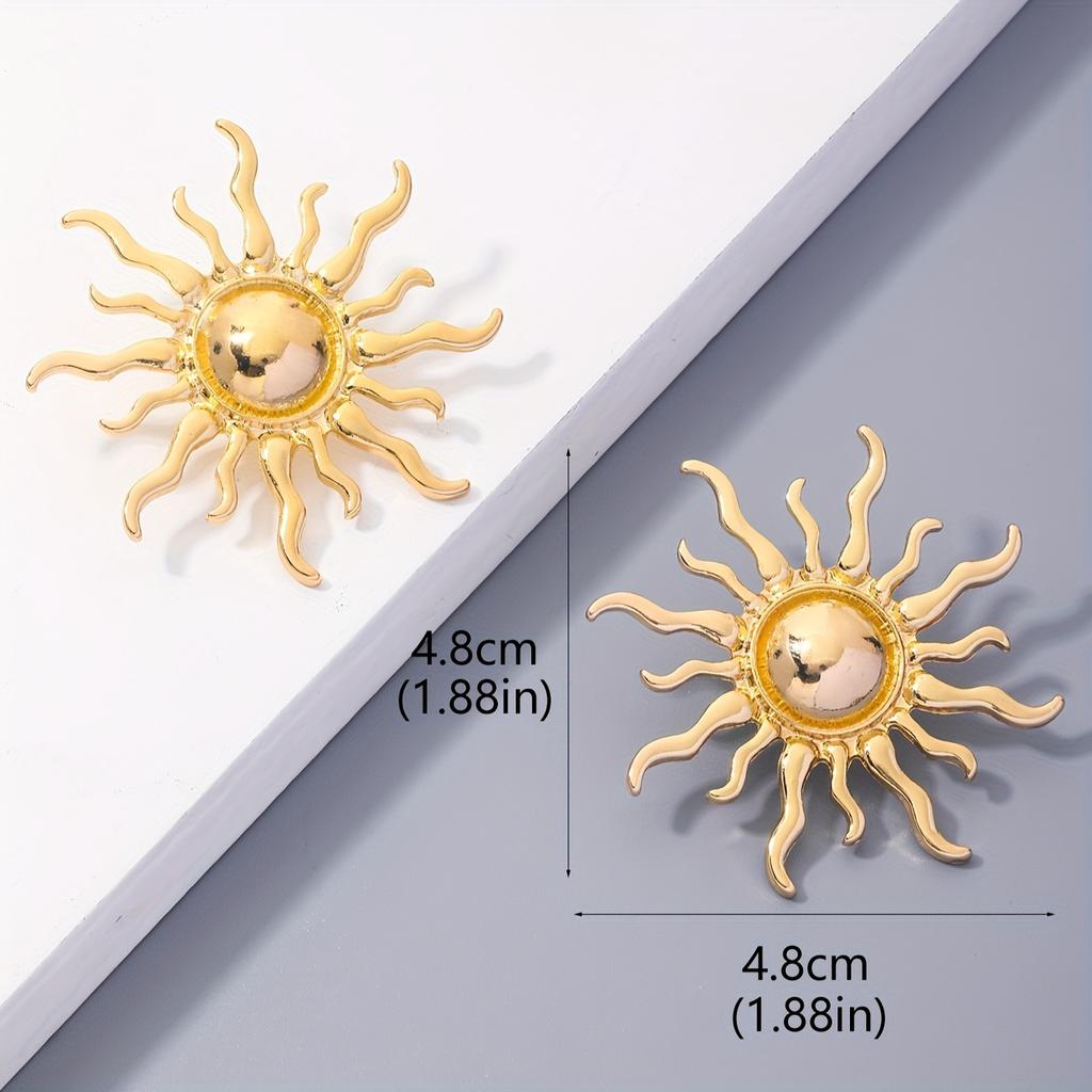 1 Pair Of Sun Earrings, Alloy Vintage Sun Ear Jewelry Decor For Daily Wear Dating, Gift For Women