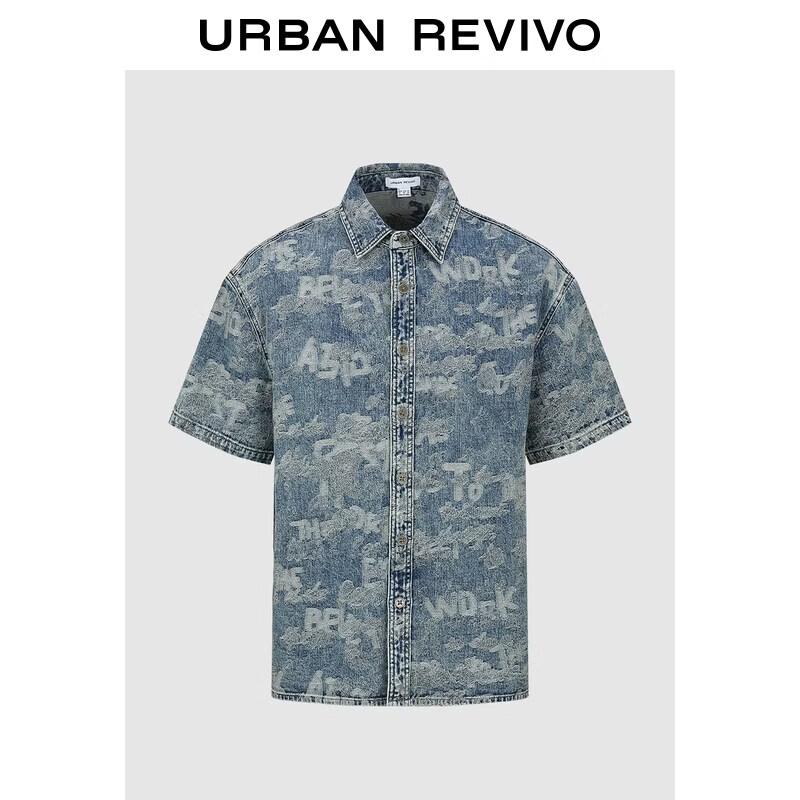 UR2026 Men s Retro Jacquard Letter Denim Shirt S