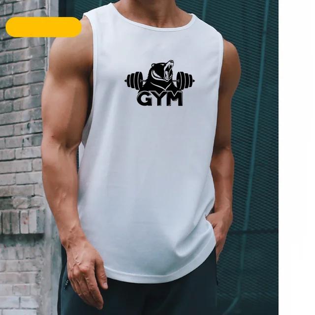 Herre Sommer Hurtigtørkende Gym skjorte Street Ermeløse T-skjorter For Menn Tank Tops Trening Fitness Singlets Sports Vest Klær