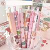 4Pcs Cute Cartoon Design Ballpoint Pen 0.5mm Writing Neutral Pen Press Type Rollerball Pen Learning Office Supplies