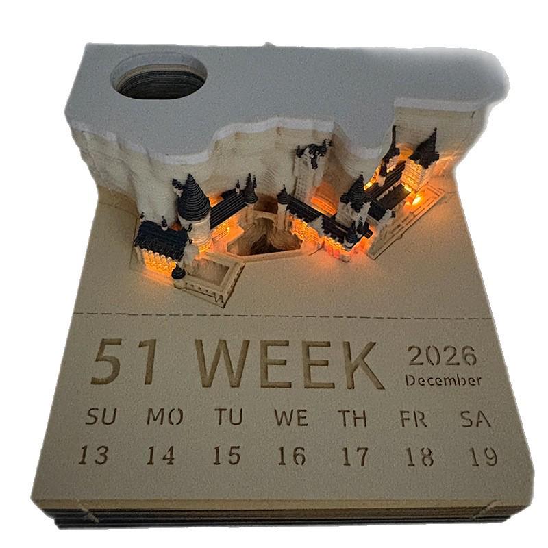 3D Stereoscopic Sticky Note Sculpture 2026 Calendar: Creative Tear-off Convenience Pad and Desktop Ornament